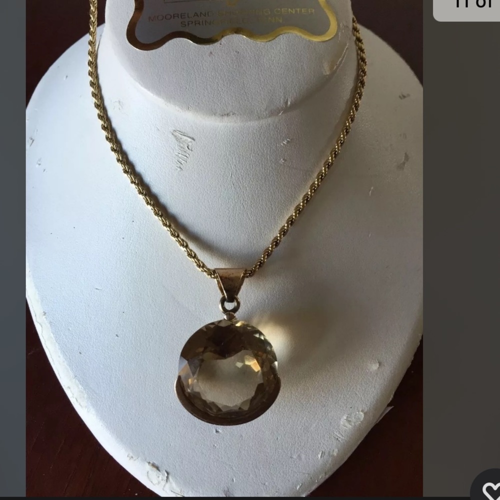 Estate Huge 42+ct Citrine 14k Gold chain necklace